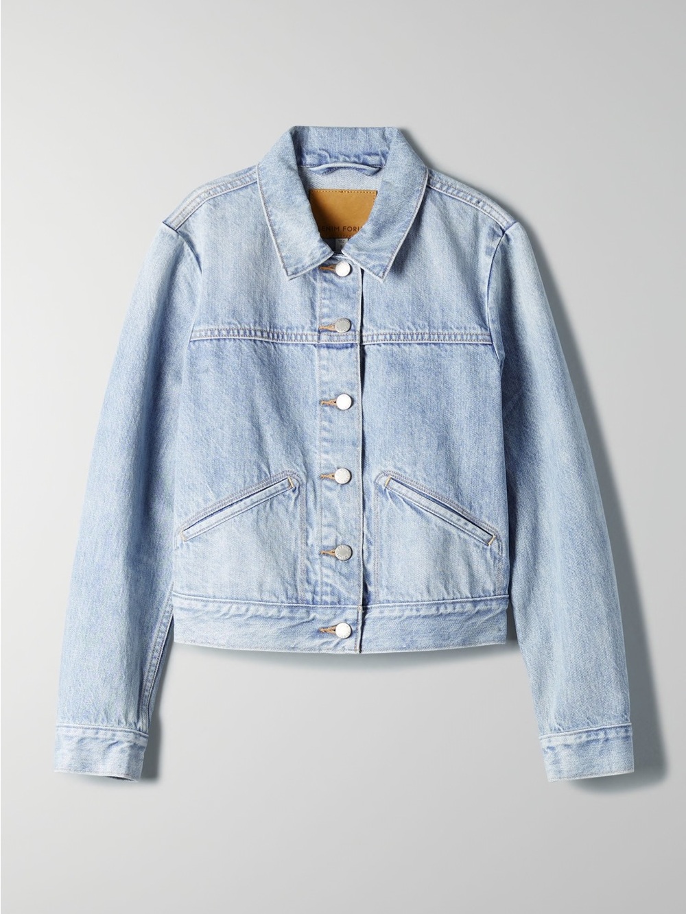 Aritzia Denim Forum Debbie Light Blue Cropped Jean Jacket